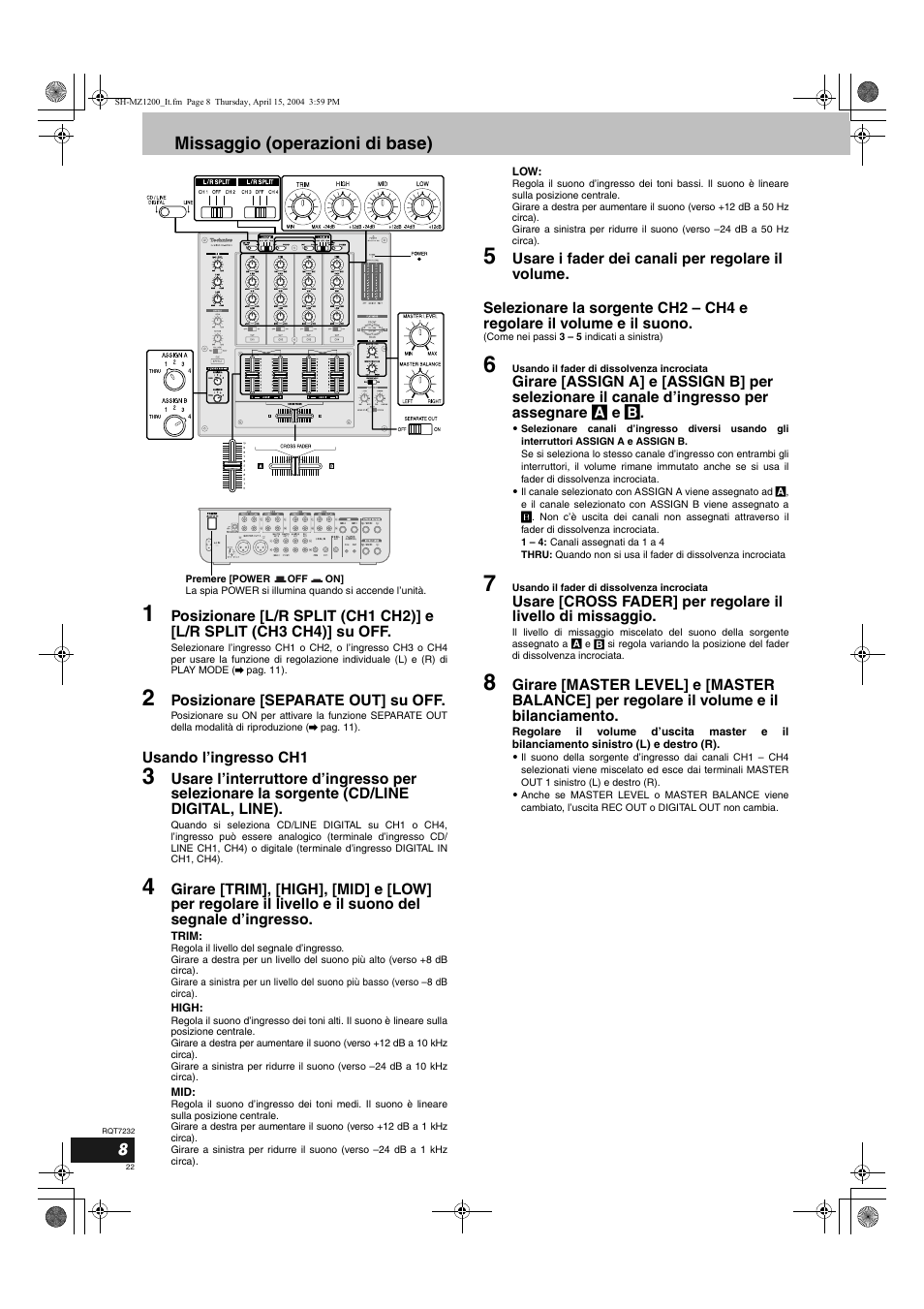 Missaggio (operazioni di base) | Panasonic SLMZ1200 User Manual | Page 22 / 100