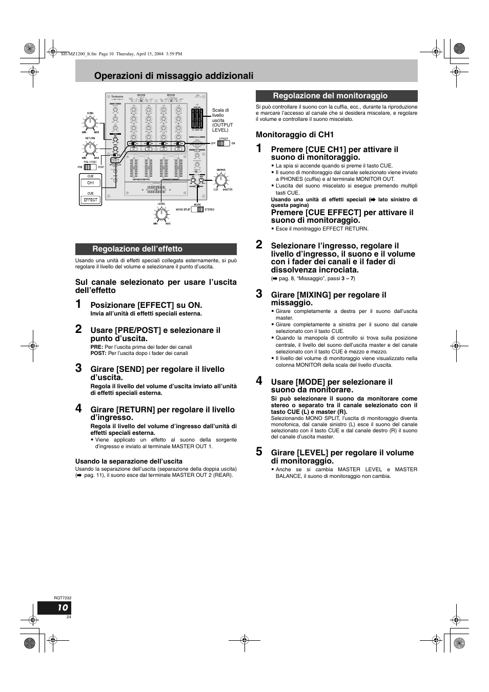 Operazioni di missaggio addizionali | Panasonic SLMZ1200 User Manual | Page 24 / 100