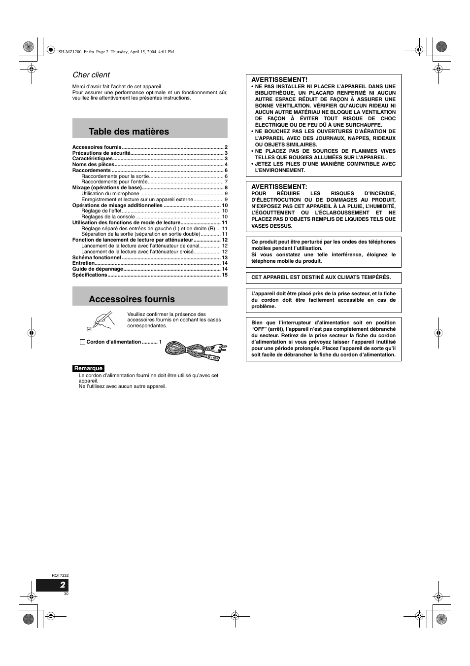 Panasonic SLMZ1200 User Manual | Page 30 / 100