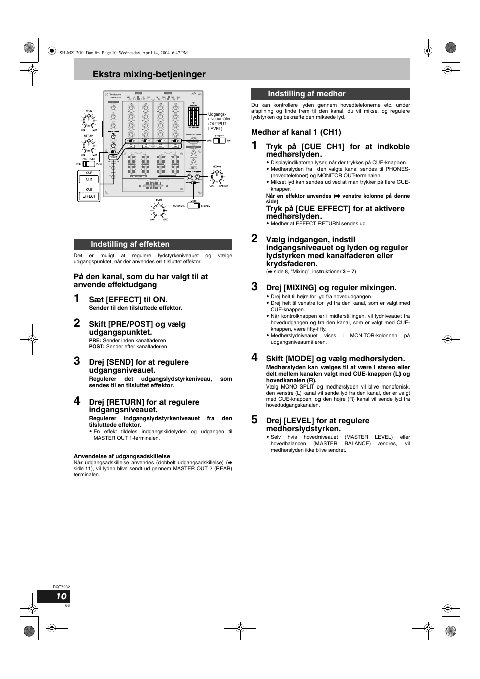 Ekstra mixing-betjeninger | Panasonic SLMZ1200 User Manual | Page 66 / 100