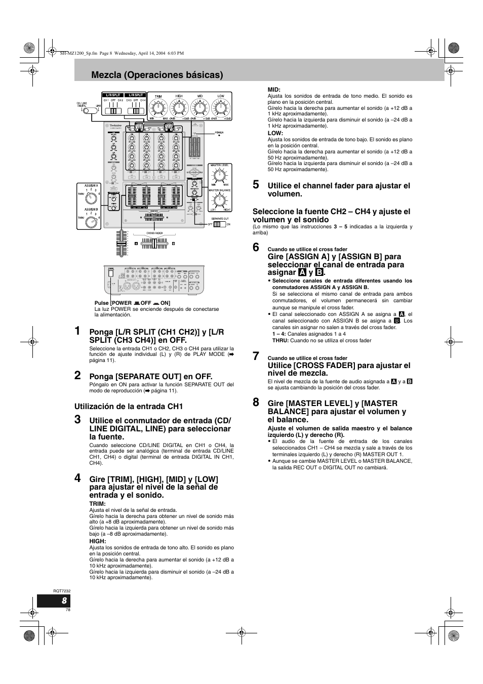 Mezcla (operaciones básicas) | Panasonic SLMZ1200 User Manual | Page 78 / 100