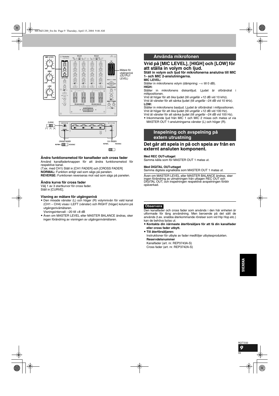 Panasonic SLMZ1200 User Manual | Page 93 / 100