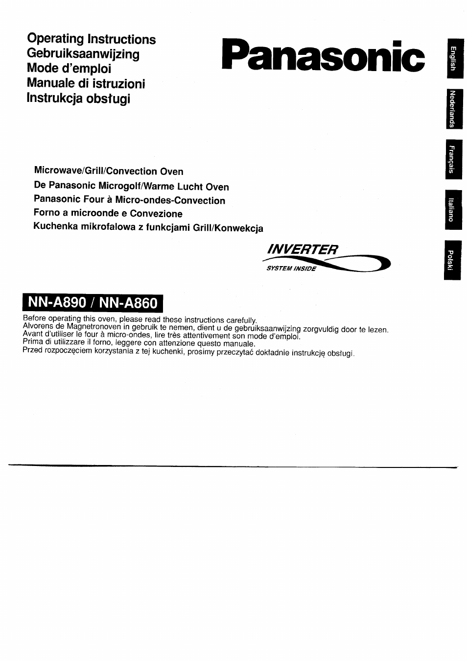 Panasonic NNA890WBSPG User Manual | 112 pages