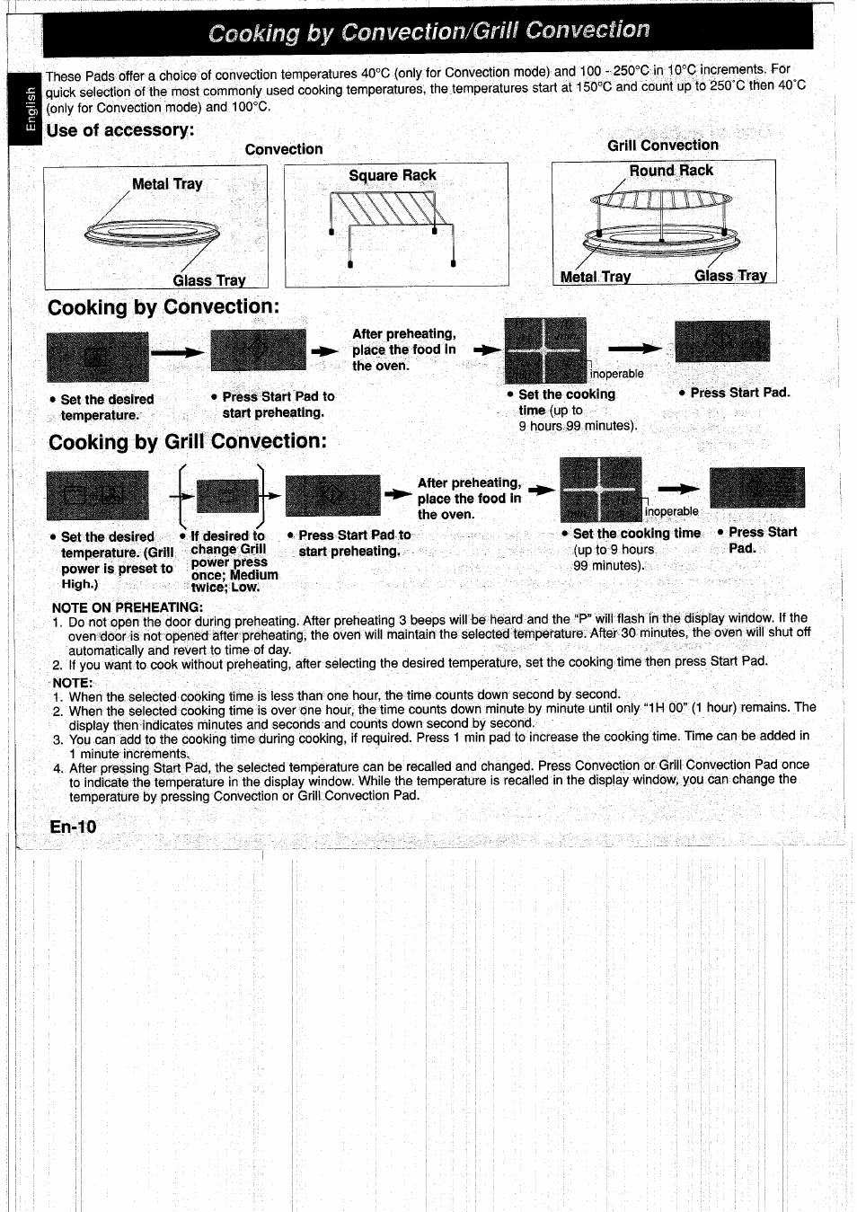 Cooking by convection/grih conwection, Cooking by convection, Cooking by griil convection | Accessory | Panasonic NNA890WBSPG User Manual | Page 12 / 112