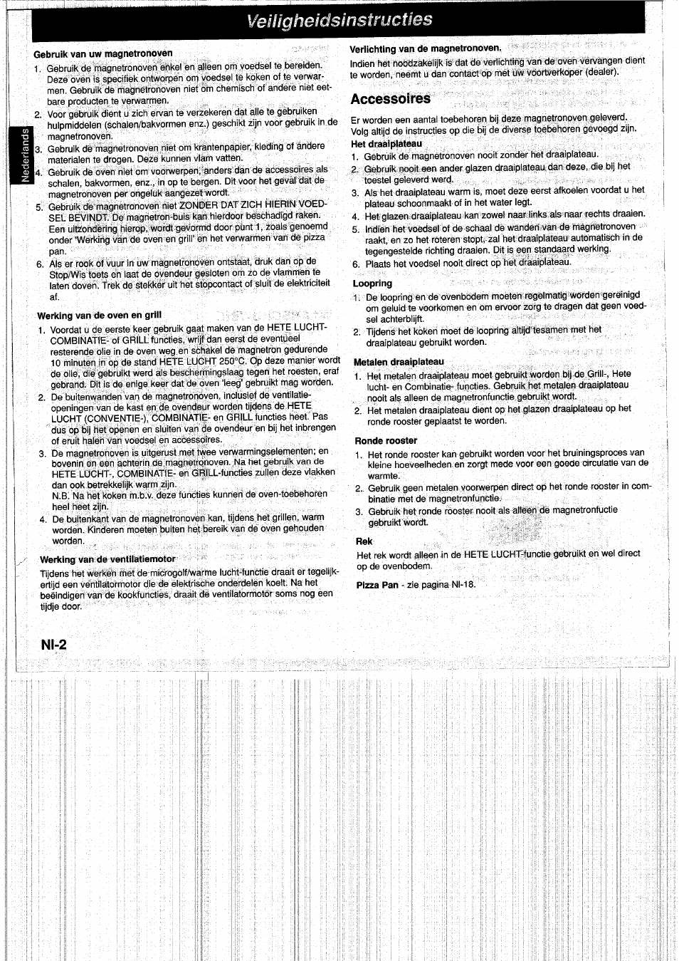 Veiiigheidsinstiucties, Accessoires, N1-2 | Panasonic NNA890WBSPG User Manual | Page 26 / 112