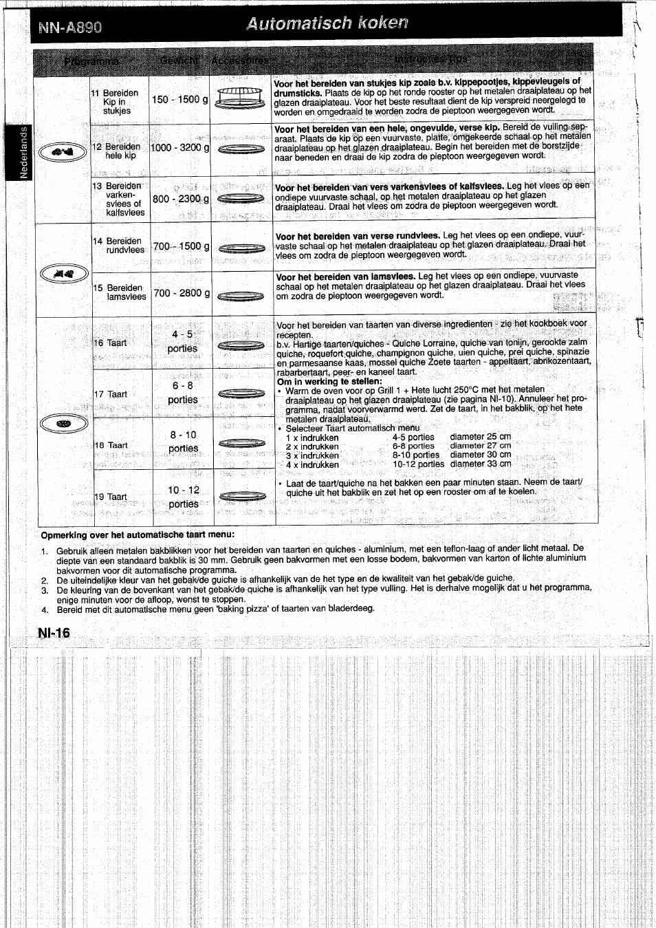 Automatisch koken, Geviricm accessoir^s, Uctfsàtips | Panasonic NNA890WBSPG User Manual | Page 40 / 112