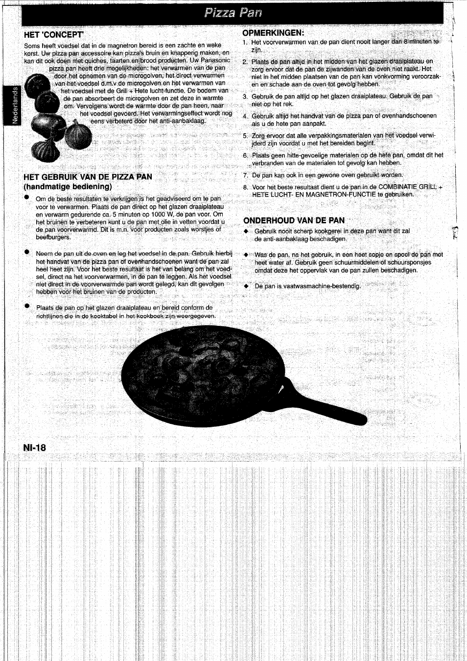 Het 'concept, Opmerkingen, Onderhoud van de pan | N1-18 | Panasonic NNA890WBSPG User Manual | Page 42 / 112