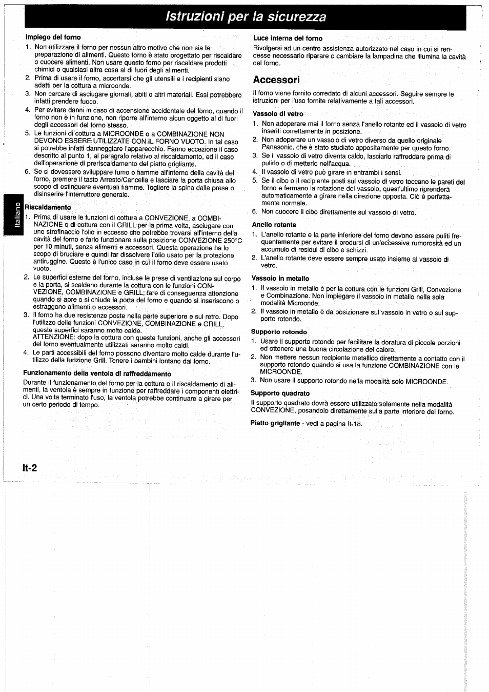 Azza, Accessori, Lt-2 | Panasonic NNA890WBSPG User Manual | Page 70 / 112