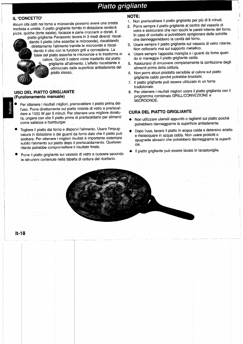 Uso del piatto grigliante, Cura del piatto grigliante | Panasonic NNA890WBSPG User Manual | Page 86 / 112