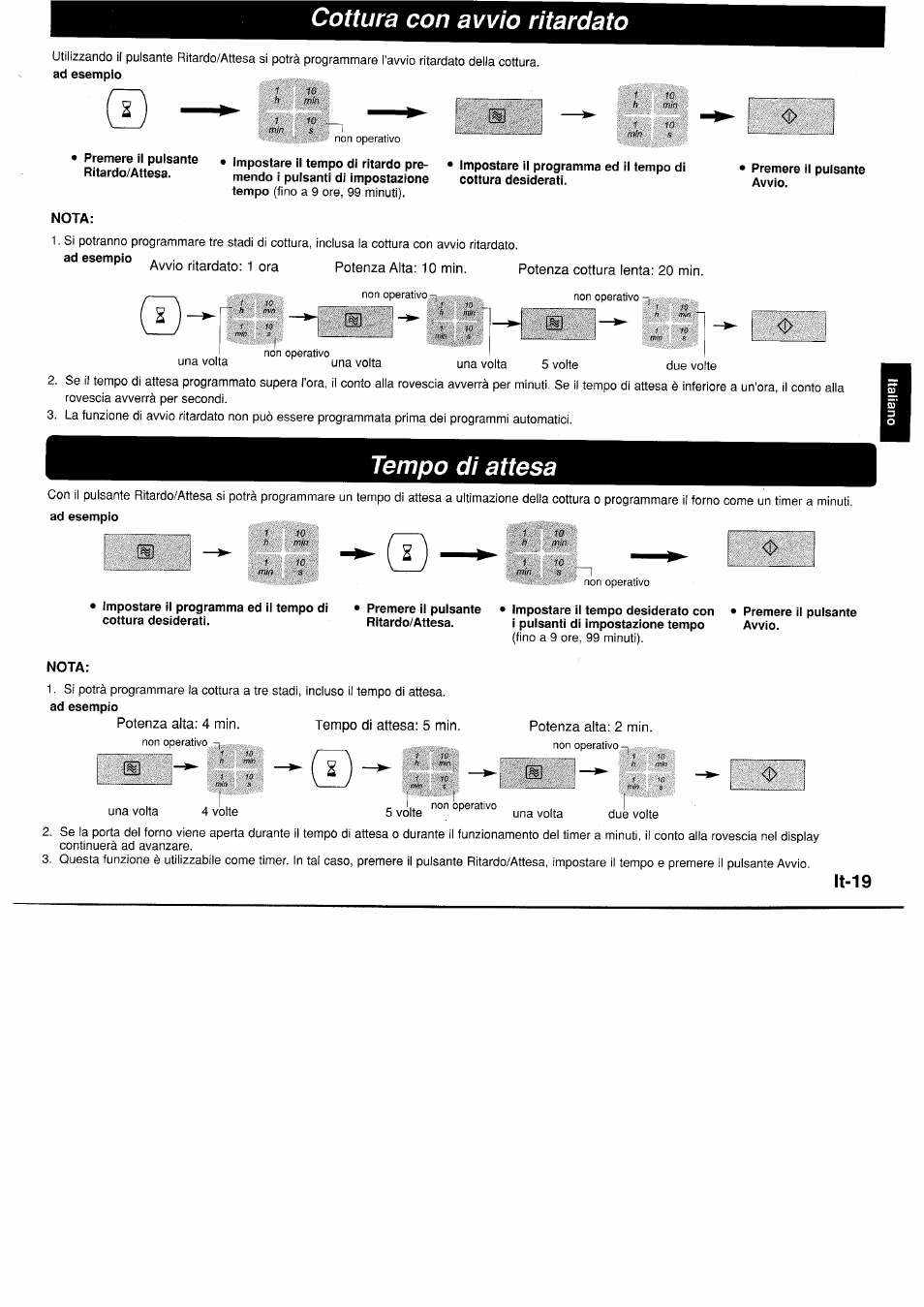 Cottura con avvio ritardato, Tempo di attesa, Lt-19 | Panasonic NNA890WBSPG User Manual | Page 87 / 112