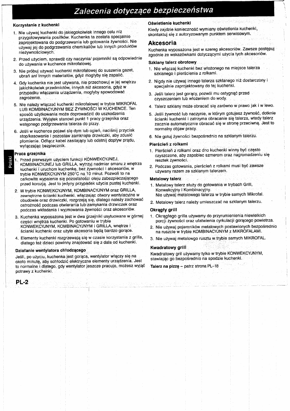 Zaiecenia dotyczqce bezpieczenstwa | Panasonic NNA890WBSPG User Manual | Page 92 / 112