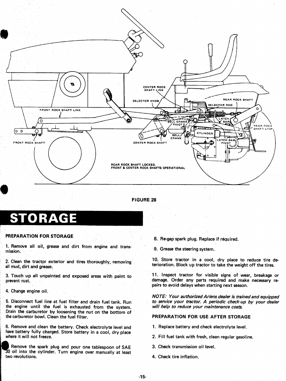 Storage | Ariens 931015 S-18 User Manual | Page 15 / 42