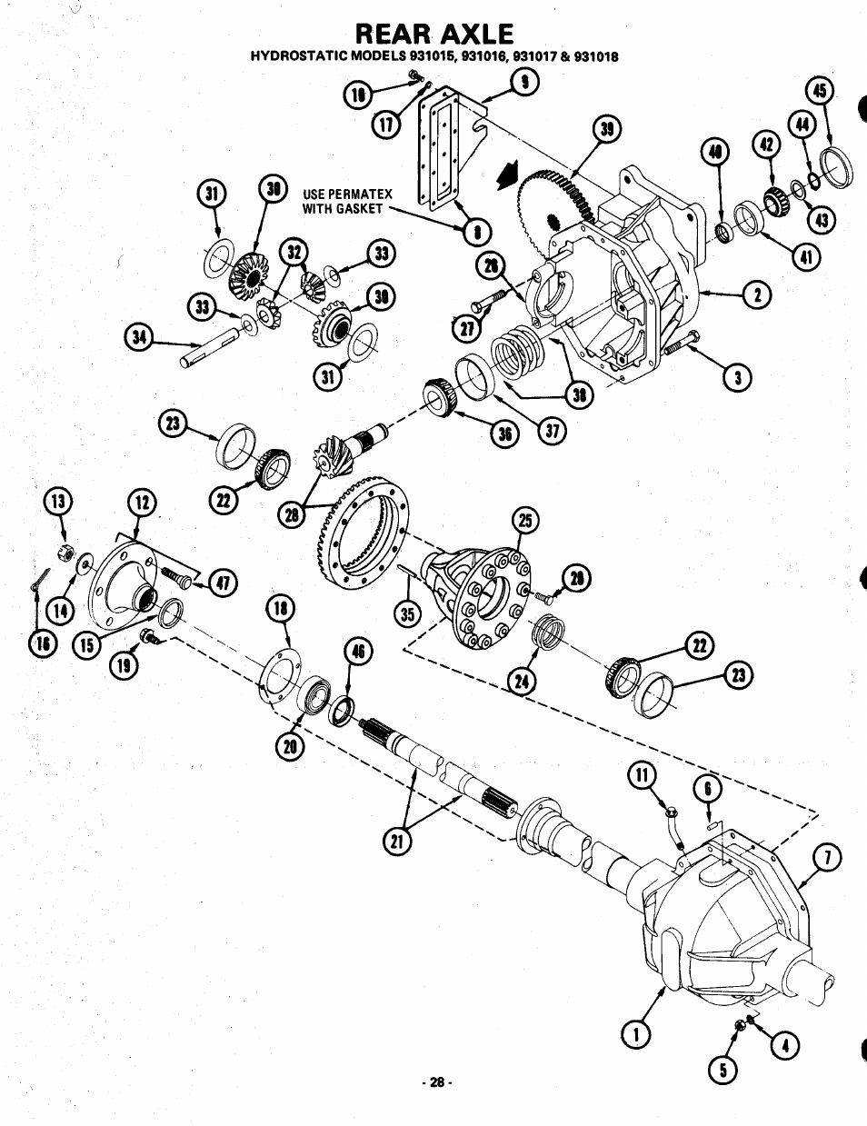 Rear axle | Ariens 931015 S-18 User Manual | Page 28 / 42