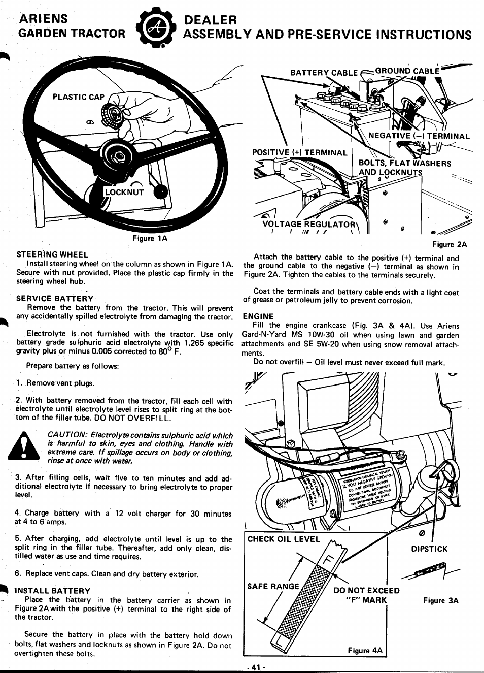 Garden tractor, Ariens, Dealer assembly and pre-service instructions | Ariens 931015 S-18 User Manual | Page 41 / 42