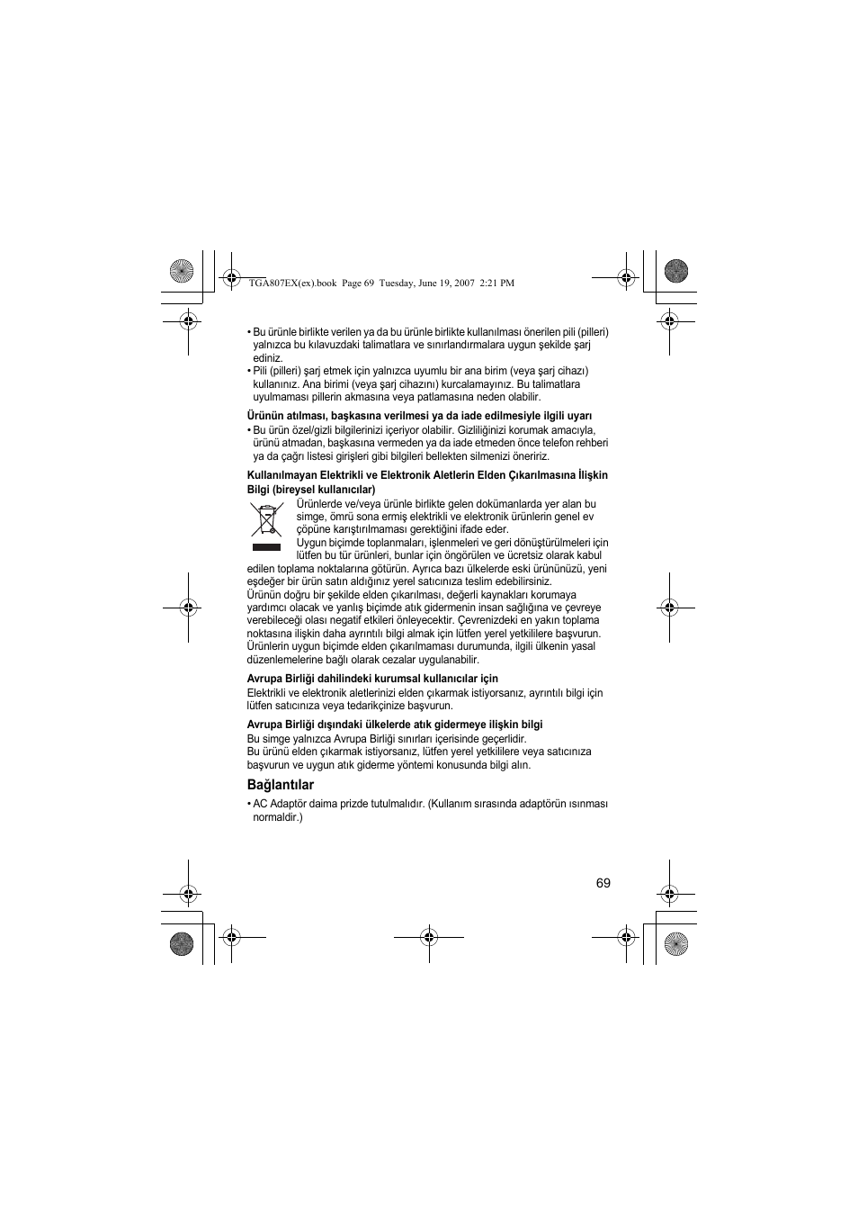 Ba²lantælar | Panasonic KXTGA807EX User Manual | Page 69 / 80