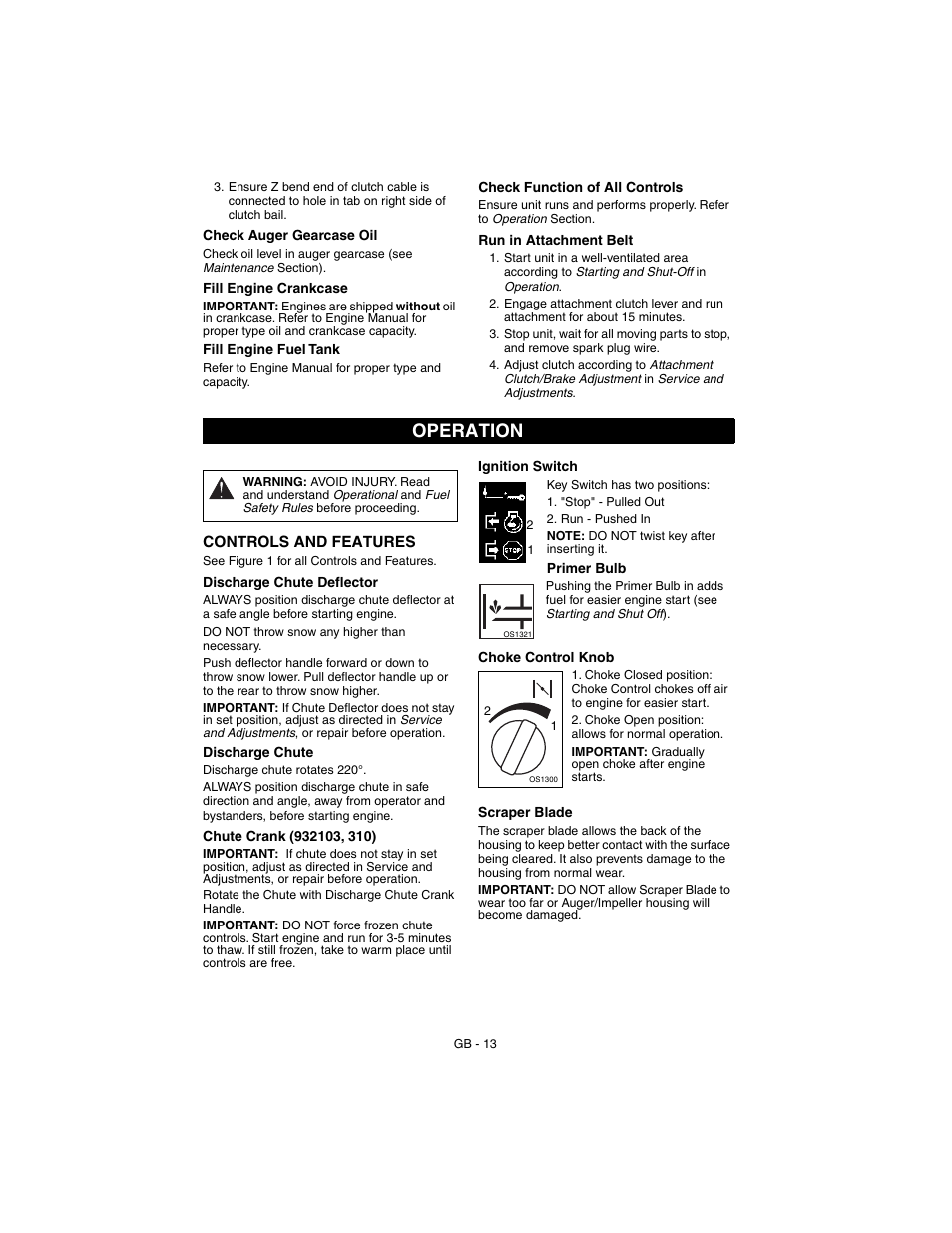 Operation | Ariens SNO-THRO 932102 - 520 User Manual | Page 13 / 26