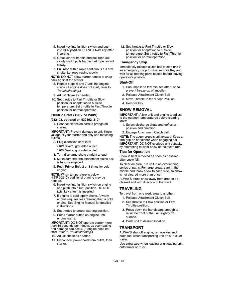 Ariens SNO-THRO 932102 - 520 User Manual | Page 15 / 26