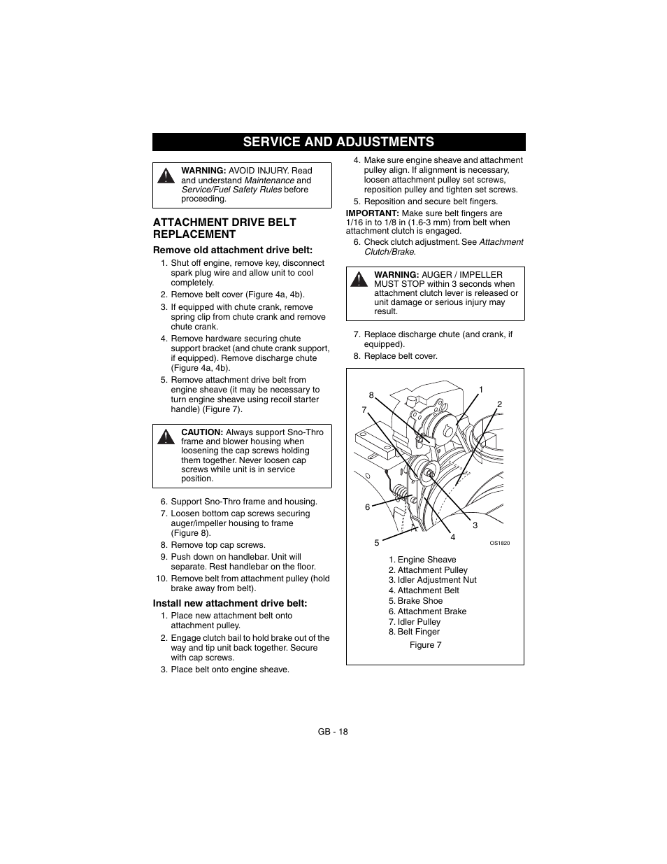 Service and adjustments | Ariens SNO-THRO 932102 - 520 User Manual | Page 18 / 26