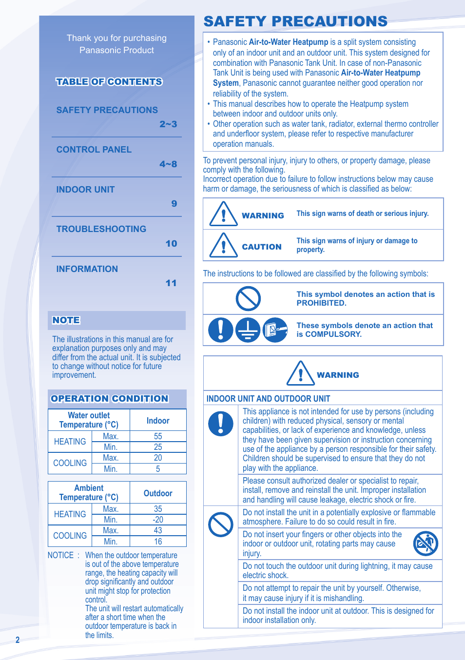 Safety precautions | Panasonic WHSDC12C6E5 User Manual | Page 2 / 92