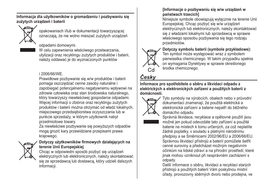 Polski, Česky | Panasonic ER2211 User Manual | Page 111 / 116