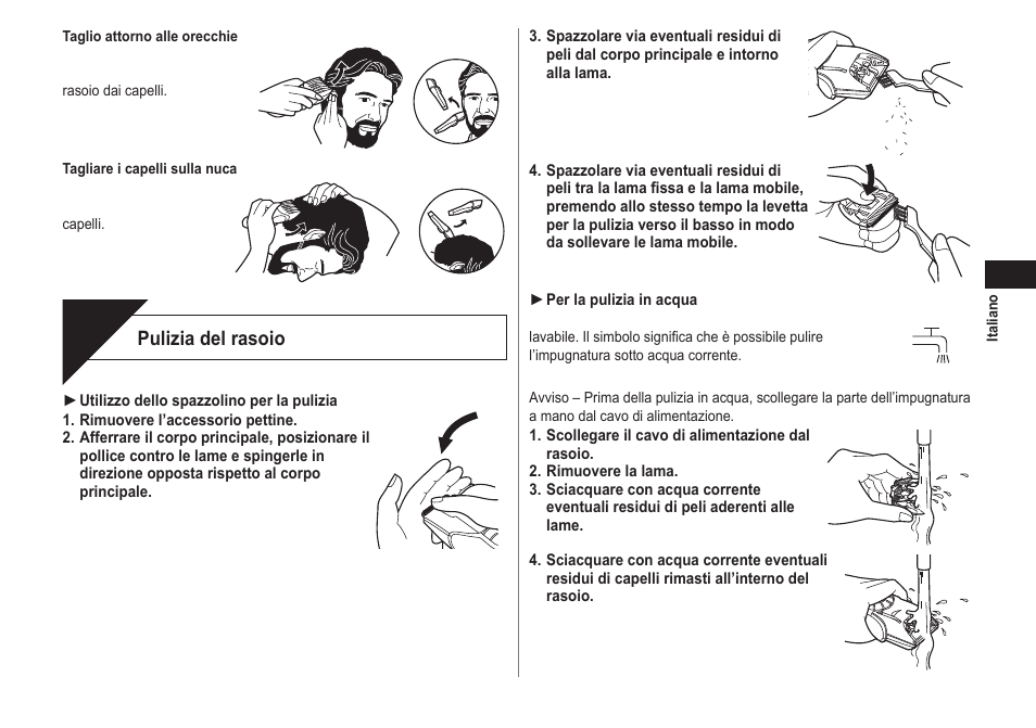 Pulir e, Pulizia del rasoio | Panasonic ER2211 User Manual | Page 23 / 116