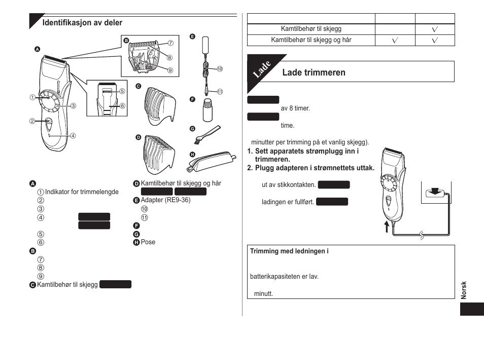 Lade, Lade trimmeren | Panasonic ER2211 User Manual | Page 51 / 116