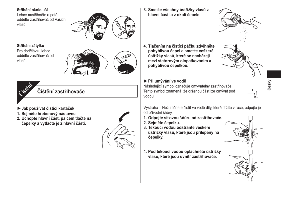 Čištění, Čištění zastřihovače | Panasonic ER2211 User Manual | Page 77 / 116