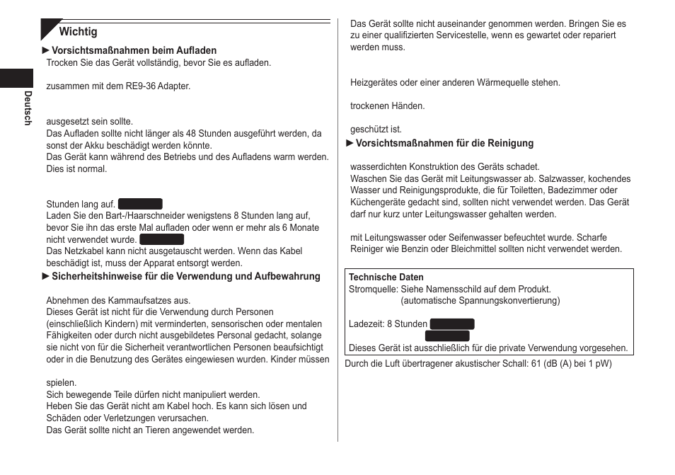 Panasonic ER2211 User Manual | Page 8 / 116