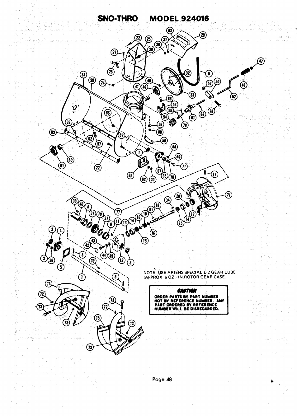 Sno-thro model924016 | Ariens 924000 User Manual | Page 48 / 55