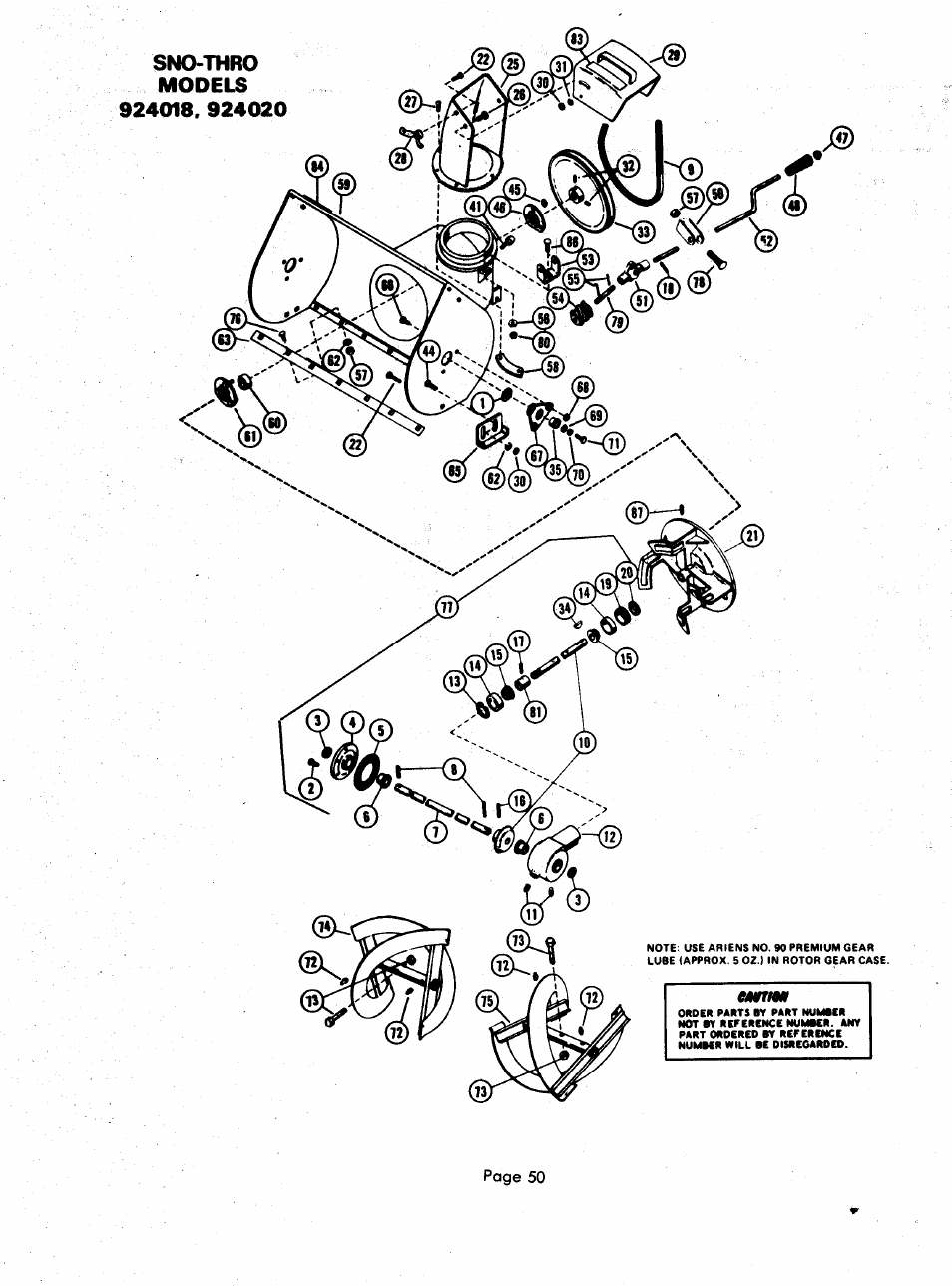 Sno-thro models | Ariens 924000 User Manual | Page 50 / 55