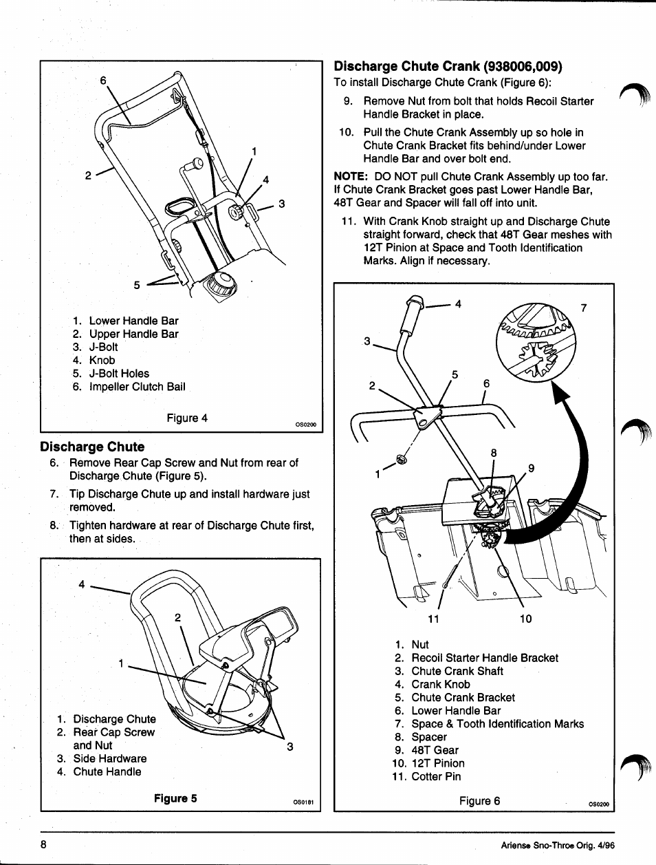 Discharge chute crank (938006,009) | Ariens SNO-THRO 008-SS322E User Manual | Page 12 / 24