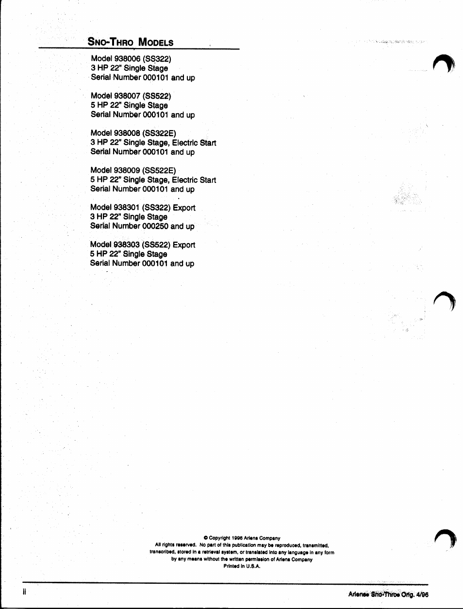 Ariens SNO-THRO 008-SS322E User Manual | Page 4 / 24