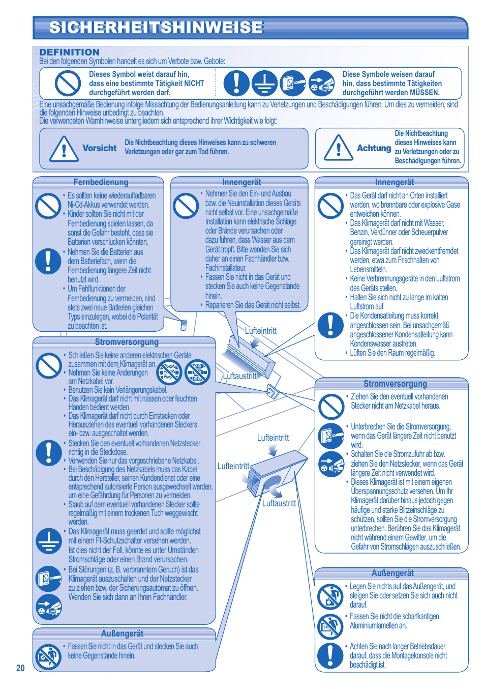 Sicherheitshinweise | Panasonic UTE9HKE User Manual | Page 20 / 56