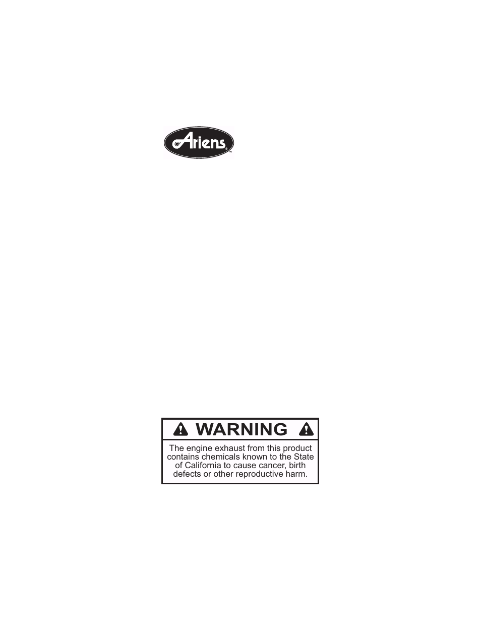 Warning | Ariens Sno-Thro 932037 - 724 User Manual | Page 31 / 31