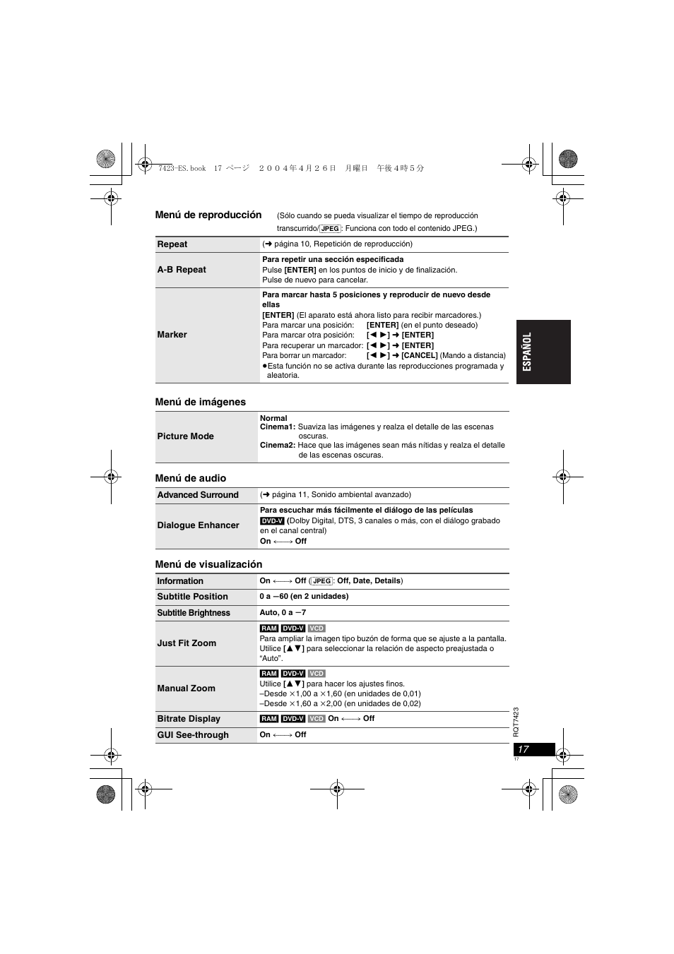 Panasonic DVDLS50 User Manual | Page 17 / 80