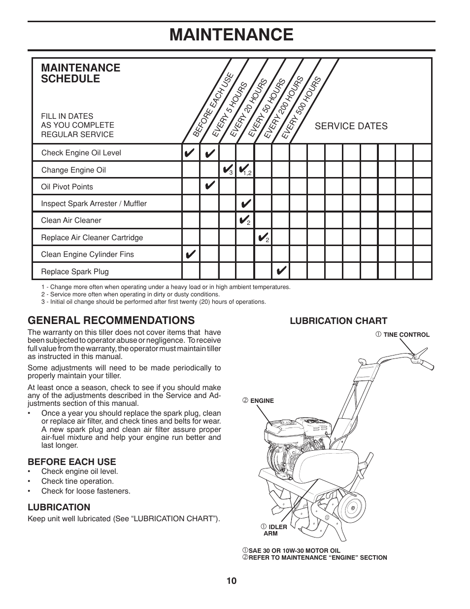 Maintenance, General recommendations | Ariens 90203200 User Manual | Page 10 / 32