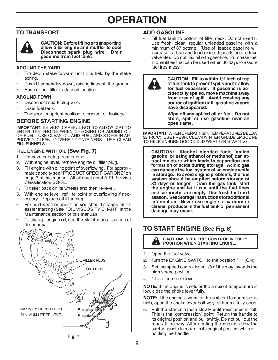 Operation | Ariens 90203200 User Manual | Page 8 / 32