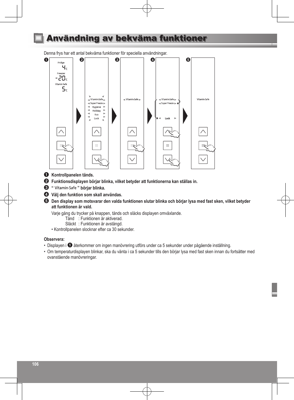 Användning av bekväma funktioner | Panasonic NRB32FX2 User Manual | Page 106 / 180