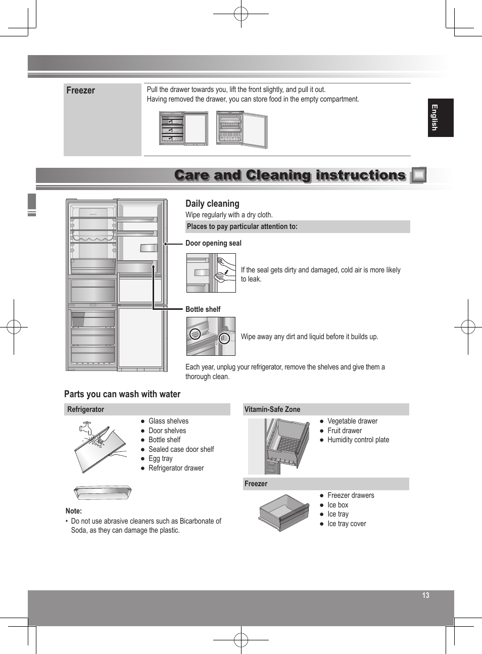 Care and cleaning instructions | Panasonic NRB32FX2 User Manual | Page 13 / 180