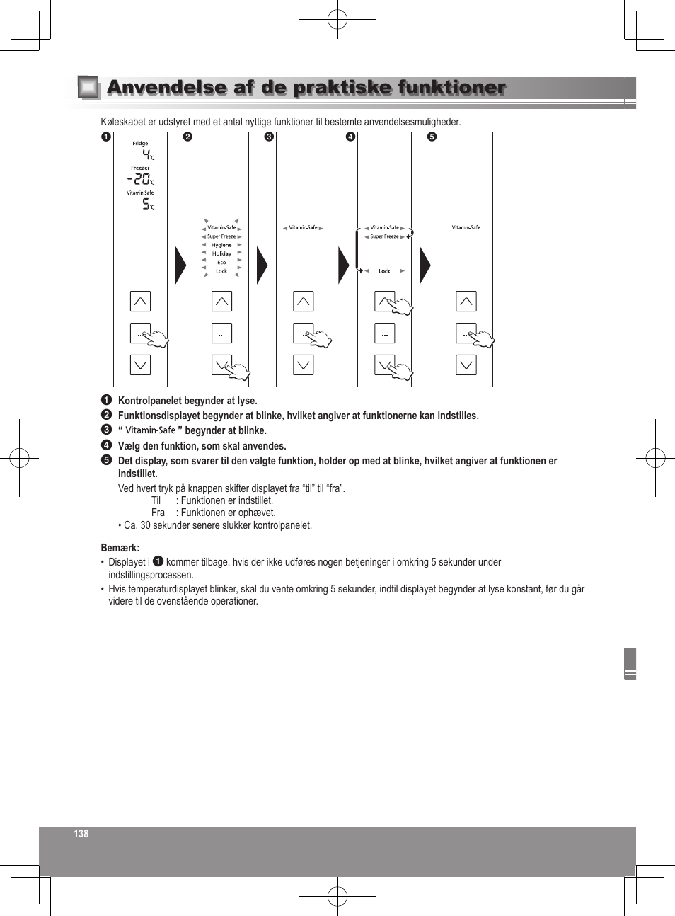 Anvendelse af de praktiske funktioner | Panasonic NRB32FX2 User Manual | Page 138 / 180