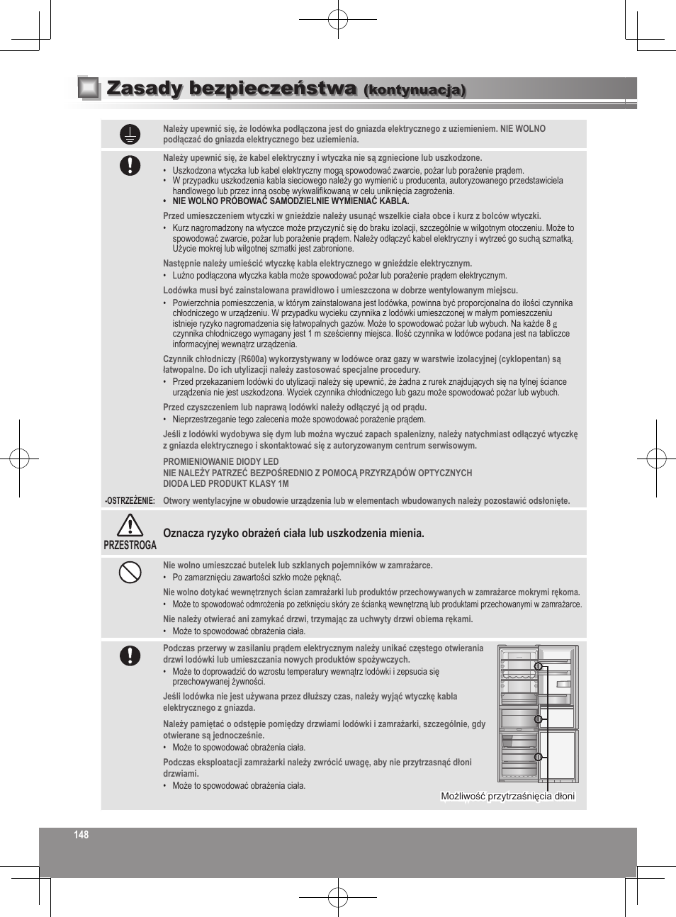 Zasady bezpieczeństwa, Kontynuacja) | Panasonic NRB32FX2 User Manual | Page 148 / 180