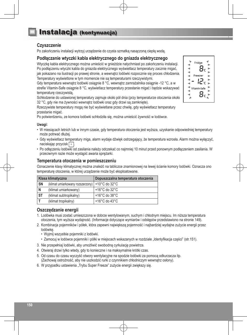 Instalacja | Panasonic NRB32FX2 User Manual | Page 150 / 180