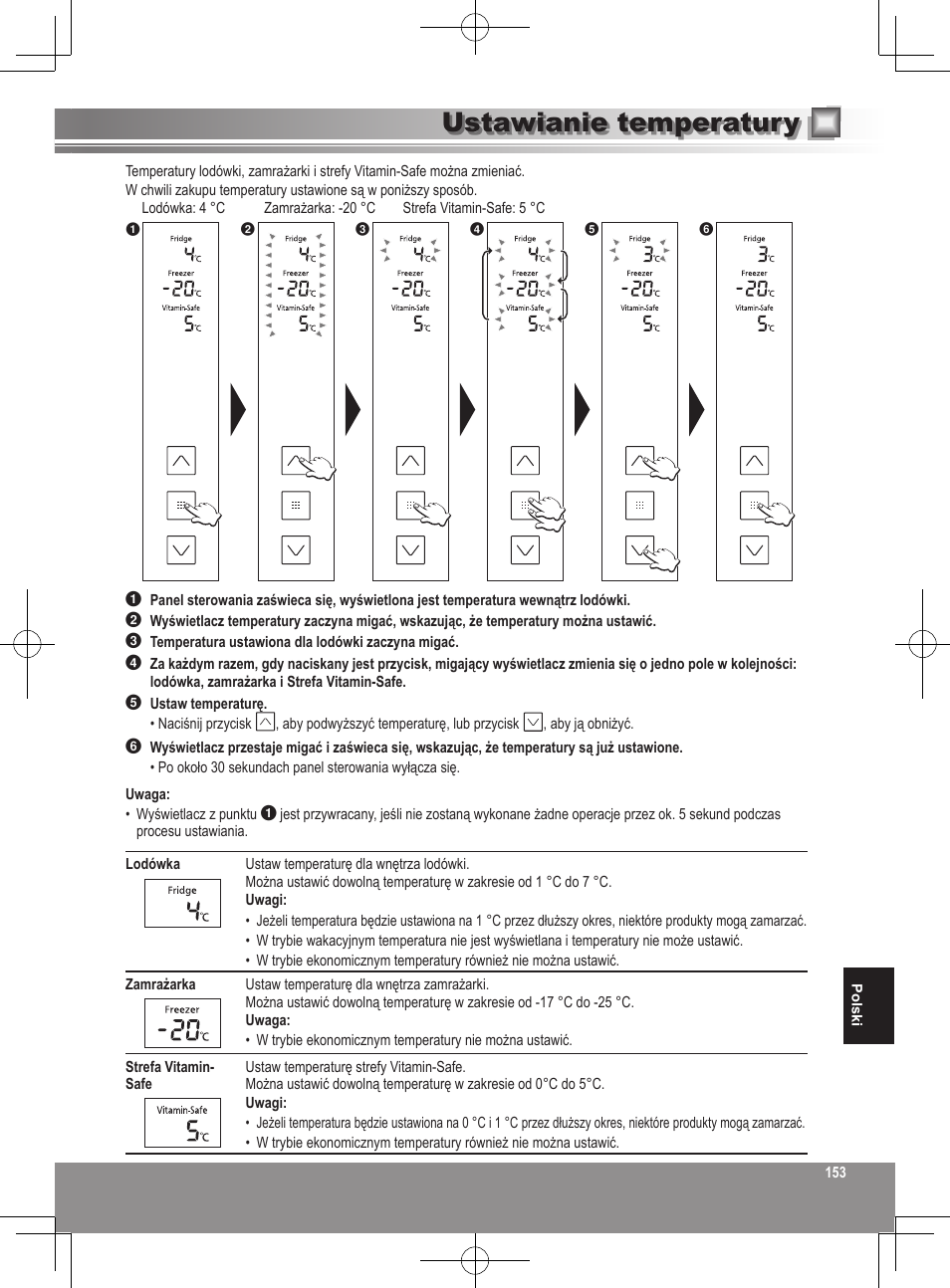 Ustawianie temperatury | Panasonic NRB32FX2 User Manual | Page 153 / 180