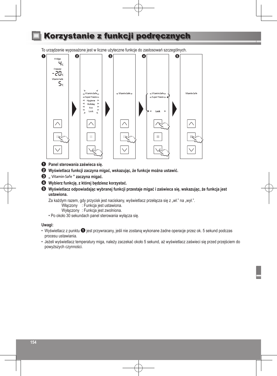 Korzystanie z funkcji podręcznych | Panasonic NRB32FX2 User Manual | Page 154 / 180