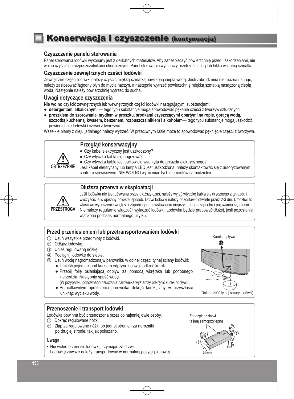 Konserwacja i czyszczenie | Panasonic NRB32FX2 User Manual | Page 158 / 180