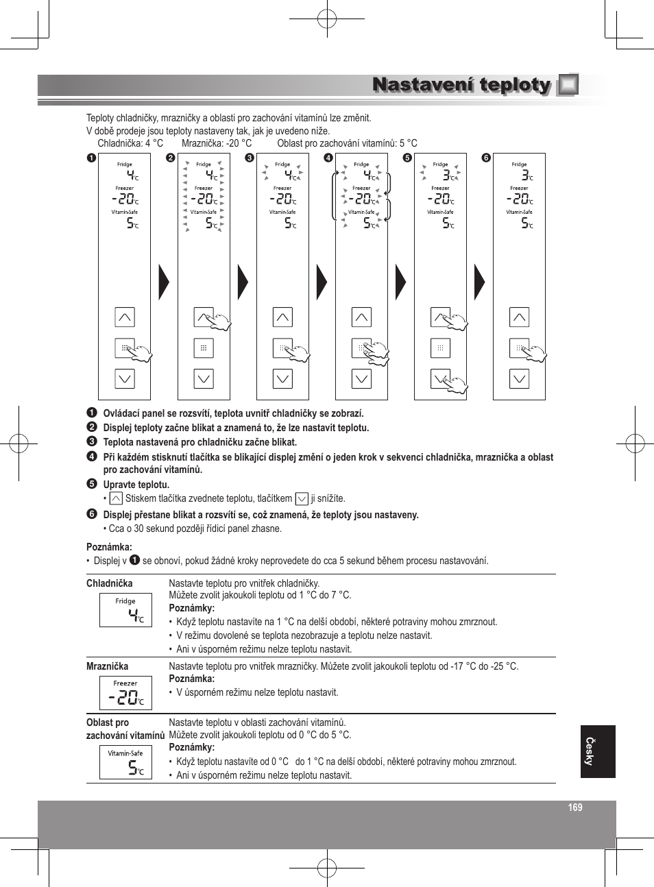 Nastavení teploty | Panasonic NRB32FX2 User Manual | Page 169 / 180