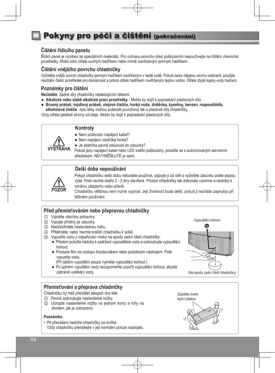 Pokyny pro péči a čištění | Panasonic NRB32FX2 User Manual | Page 174 / 180