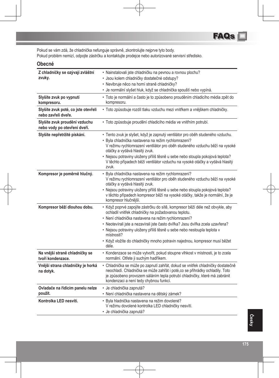 Faqs, Obecné | Panasonic NRB32FX2 User Manual | Page 175 / 180