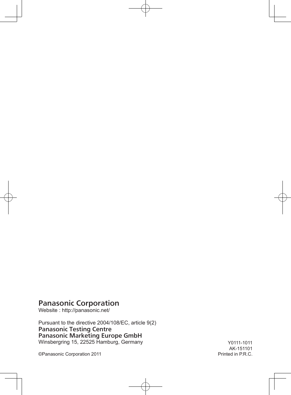 Panasonic corporation | Panasonic NRB32FX2 User Manual | Page 180 / 180