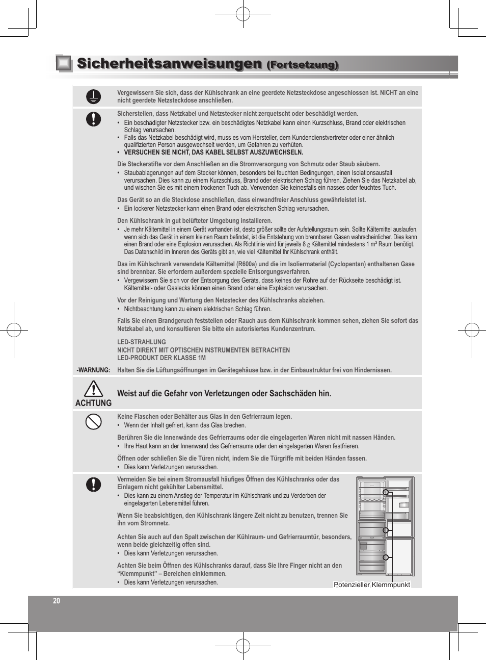 Sicherheitsanweisungen, Fortsetzung) | Panasonic NRB32FX2 User Manual | Page 20 / 180